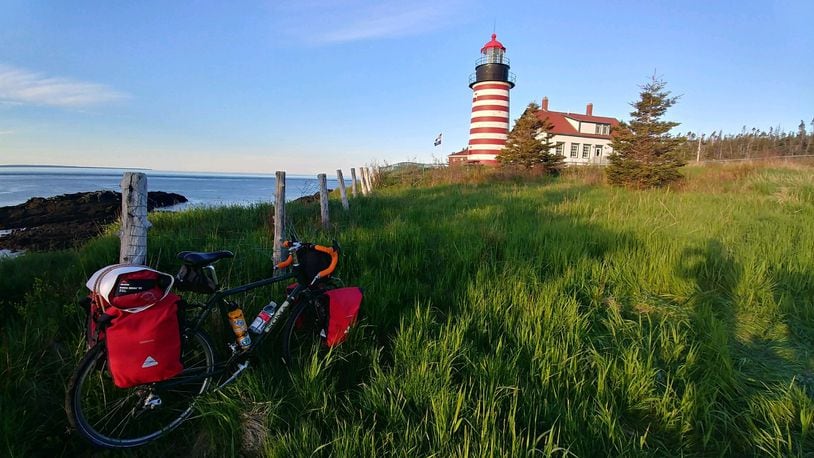 West Quoddy Head Lighthouse in Lubec, Maine, was an attraction at the last stop on Tom Helbig’s recent 3,000-mile Tomfoolery Outdoors Good Vibes Tour. CONTRIBUTED