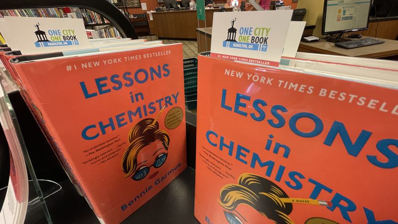 The 2023 One City One Book Hamilton book is “Lessons in Chemistry” by Bonnie Garmus. One City One Book is a citywide initiative for Hamilton to read one book ahead of planned events this October. MICHAEL D. PITMAN/STAFF