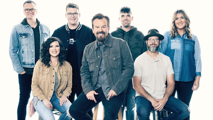 Founder Mark Hall (center, front) and Josh Mix (back, left), who replaced original guitarist Hector Cervantes in 2012, are among the member of award-winning Christian act Casting Crowns, performing at Fraze Pavilion in Kettering on Wednesday, July 28. CONTRIBUTED