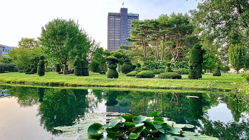 The Topiary Garden, located in downtown Columbus, features a full-scale replica of the Georges Seurat's famous post-Impressionist painting, "A Sunday Afternoon on the Island of LaGrande Jatte."