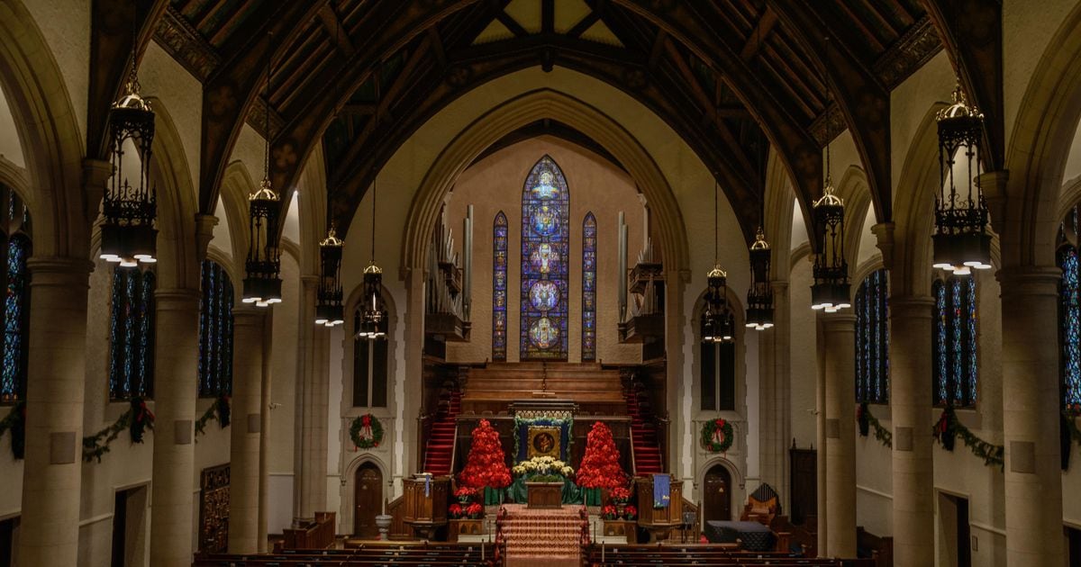 Westminster Presbyterian Church decorated for Christmas Dayton, Ohio