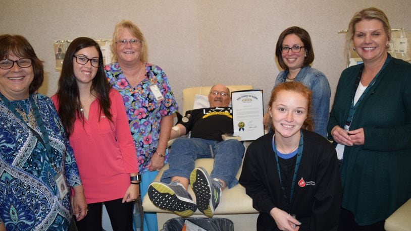 Eaton resident Wendell Clark received a commendation from the Ohio Senate for “tremendous generosity” in recognition of his milestone 700th lifetime donation to the Community Blood Center  on Oct. 21, 2019. There was a celebration for his 700th donation at the blood center in September.