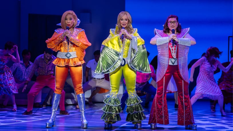 "Mamma Mia!" is performed in June at the Schuster Center in Dayton and the cast includes Jalynn Steele as Tanya, Christine Sherill as Donna Sheridan and Carly Sakolove as Rosie. CREDIT: JOAN MARCUS/CONTRIBUTED