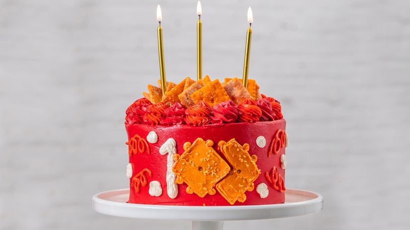 To celebrate the birthday of the Cheez-It cracker - invented in Dayton 100 years ago - a limited edition Cheez-Itennial cake has been created for the occasion. SUBMITTED PHOTO