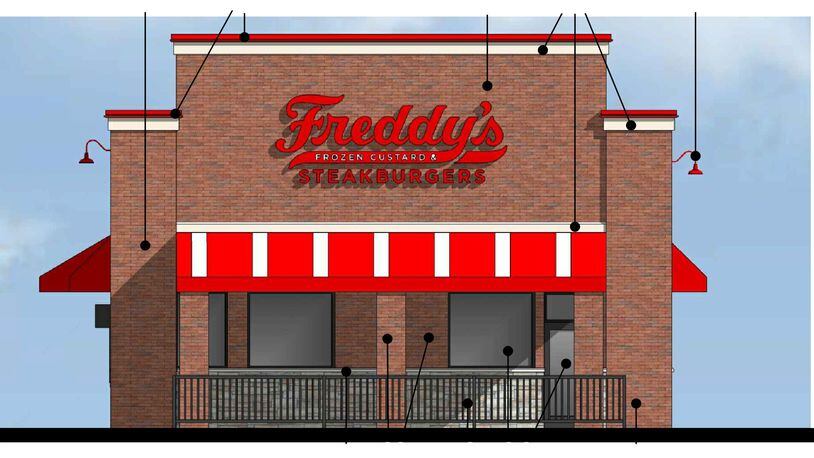 Pictured is an artist's rendering of a proposed Freddy’s Frozen Custard and Steakburgers Restaurant that would be on Kolb Drive in Fairfield. The restaurant would be within the Meijer-Gilmore PUD, the third new restaurant in this development area since 2019. Fairfield Planning Commission will consider the concept and final development plans at its April 13 meeting. After a planning commission decision, City Council will have two additional opportunities to consider legislation on the proposed restaurant. PROVIDED/CITY OF FAIRFIELD