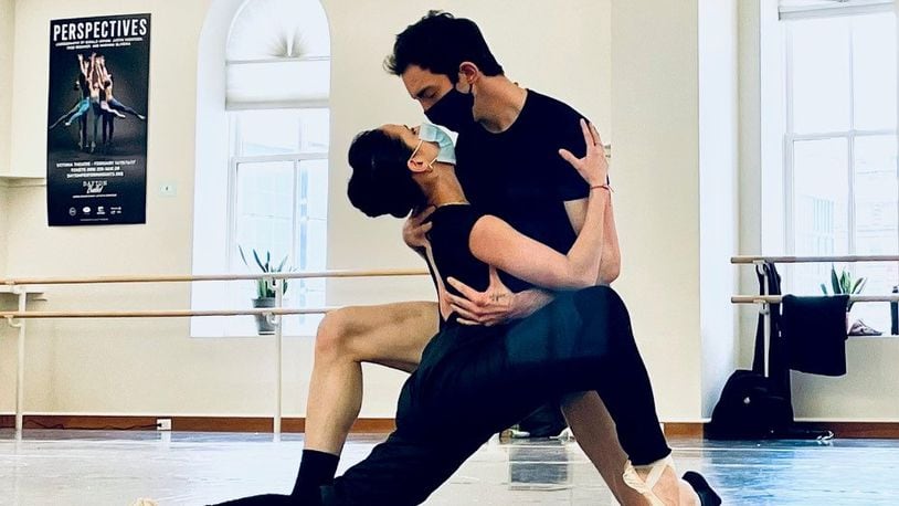 Dayton Ballet dancers Isaac Jones and Nathaly Prieto rehearse for upcoming production of “Dance and Romance” Feb 12-14. CONTRIBUTED
