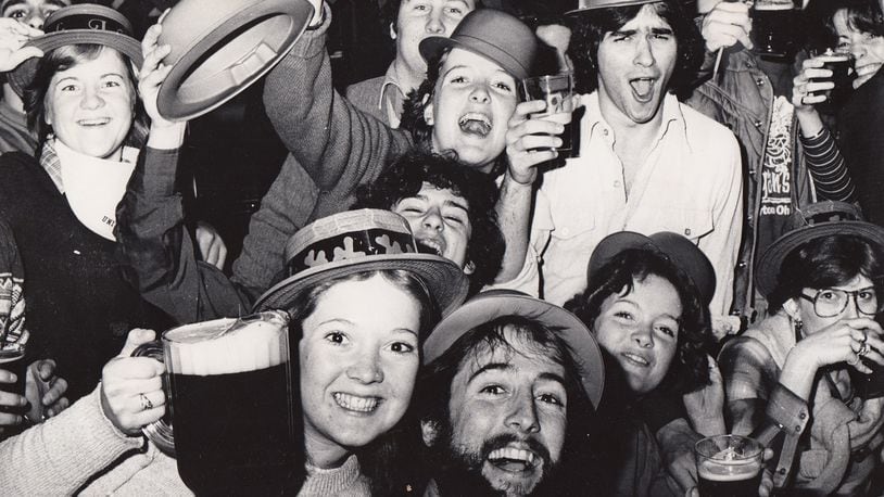 A 1978 toast to St. Patrick's Day at Flanagan's Pub in Dayton. DAYTON DAILY NEWS / WRIGHT STATE UNIVERSITY SPECIAL COLLECTIONS