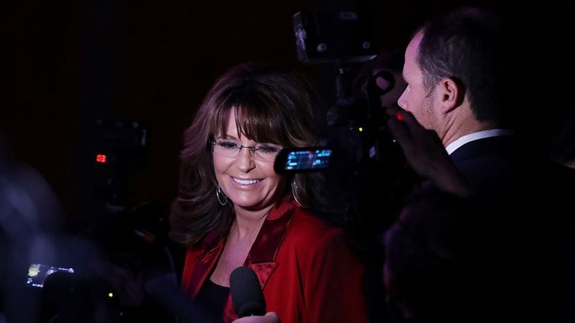 Former Gov. Sarah Palin (R-AK) attends Republican presidential nominee Donald Trump's election night event at the New York Hilton Midtown on November 8, 2016 in New York City.