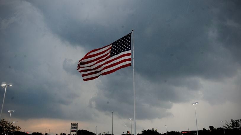 Storm clouds and strong winds move into the Huber Heights area Friday night, June 18, 2021. MARSHALL GORBY\STAFF