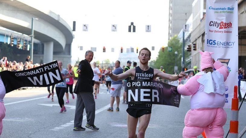 With a 2:32.55 finish time, Adam Gloyeske was the winner of Sunday’s 17th annual Cincinnati Flying Pig Marathon.